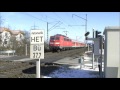 Züge am 12.02.2012 am Bahnübergang Trieb Km 37,7 auf der Frankenwaldbahn (KBS 840)