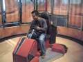 Riding a hovercraft at the Star Wars Exhibit