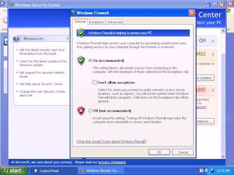 how to enable firewall in windows xp
