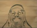 Antique Japanese Scroll - Daruma Sumi-e Suibokuga Wash
