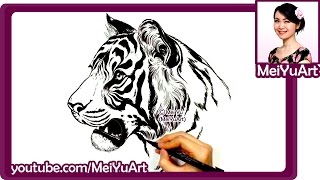 Art Challenge - Realistic Tiger Drawing - Drawing Popular Animals by Mei Yu Timelapse - MeiYuArt