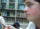 Brice eating a Fish Head