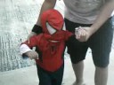 my little boy dressed in spiderman