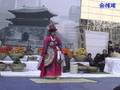 Shaman conducts ritual outside South, 숭례문 추모제례- 황해도굿 산천거리