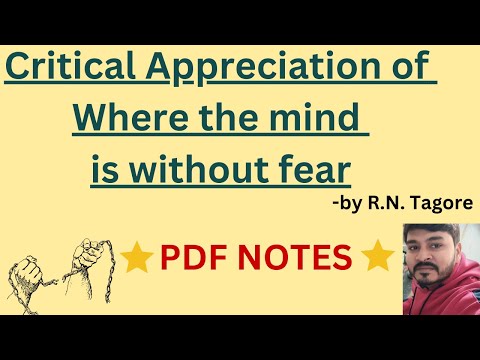 Critical Appreciation of ‘Where the mind is without fear’ of