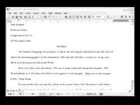 MLA Style Essay Formatting Tutorial for MS Word