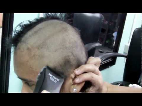 barberette - Anne got a full head zero buzz cut by the barberette. View from second cam.
