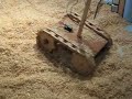 Wooden tank thread vehicle on planer shavings