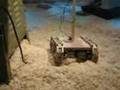 Wooden tank thread vehicle on planer shavings