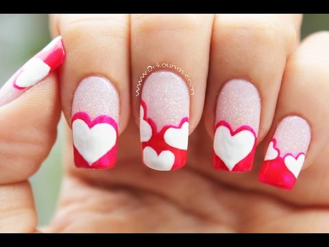 Decoración de uñas de Corazones - Heart nail art