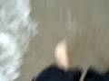 skimboard. yup it hurt like crazy when i fell but that is all part of learning! I had fun anyway though! ENJOY...skimboarding
