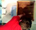 rab cleaning his shit