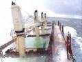 vessel on the big wawes in the atlantic ocean