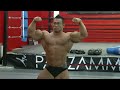 Team Gaspari IFBB Pro Hidetada Yamagishi two days out from the 2010 New York Pro, going through the mandatory poses at Bev Francis Powerhouse Gym on Thursday afternoon.
