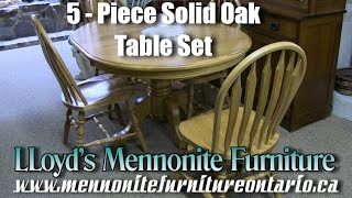 Mennonite 5 Piece Oak Kitchen Table and Chairs