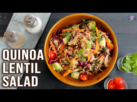Super Healthy Quinoa Lentil Salad| Easy High Protein Lunch Salads | Honey Mustard Dressing Recipe