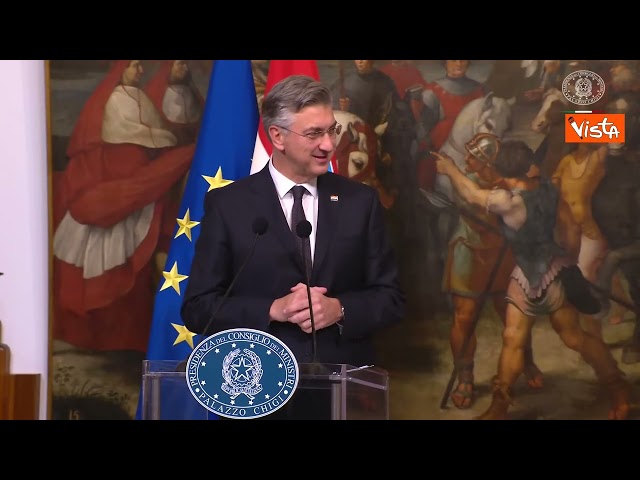 Il premier croato Plenkovic in italiano: Grazie Giorgia per avermi accolto a Roma