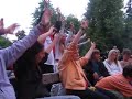 The Remingtons (Adam, Lars and Cody) sing live for a packed crowd at Zosna camp, Latvia