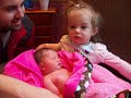 Meet Your New Baby Sister! Adorable big sister meets newborn sister for the first time. So cute!