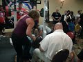 Logan Lacy attemping squat at Sr. Nationals in Chicago. During the squat he projectile vomits on the head judge and then passed out. Let it be noted that he also went for a third attempt after this happened.