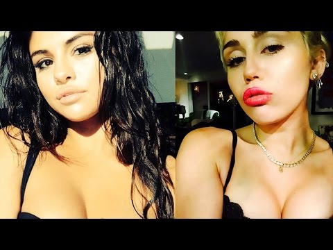 Miley Cyrus Makes Fun Of Selena Gomez Cleavage Pictures