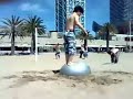 Exercise Ball Pops on attempted frontflip.