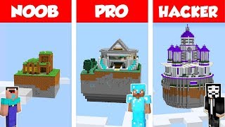Minecraft NOOB vs PRO vs HACKER: SECRET SKY HOUSE BUILD CHALLENGE in Minecraft / Animation