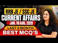RRB JE / SSC JE 2026 🚨 | Last 8 Months Current Affairs (Jan-Aug) | Best MCQs! | Preeti mam