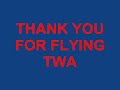 step back in time and enjoy a flight with twa to brussels, berlin, and moscow!  this movie consists of clips from 4 different twa european flight segments, including the short lived service to moscow which lasted one season only in 1992. flights include tw768 jfk-bru-txl (l1011), tw769 txl-bru (b727), tw768 bru-svo (b727), and tw816 cph-txl (l1011).  dedicated to the loyal employees and passengers of trans world airlines!

**** in loving memory of captain gid miller (video spot 3:35), and f/a janet christopher (video spot 6:24), who 4 years later would be working flight 800 on july 17, 1996 ****