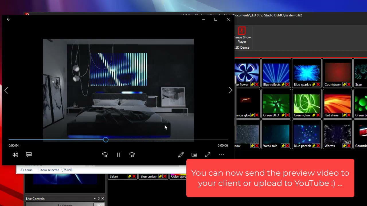 Render scene video preview for your client in LED Strip Studio