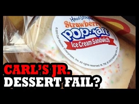 Pop - Pop Tart Ice Cream Sandwiches are the new Carl's Jr. attempt at a winning over lovers of sugar. They have Oreo cookie and chocolate chip cookie ice cream san...