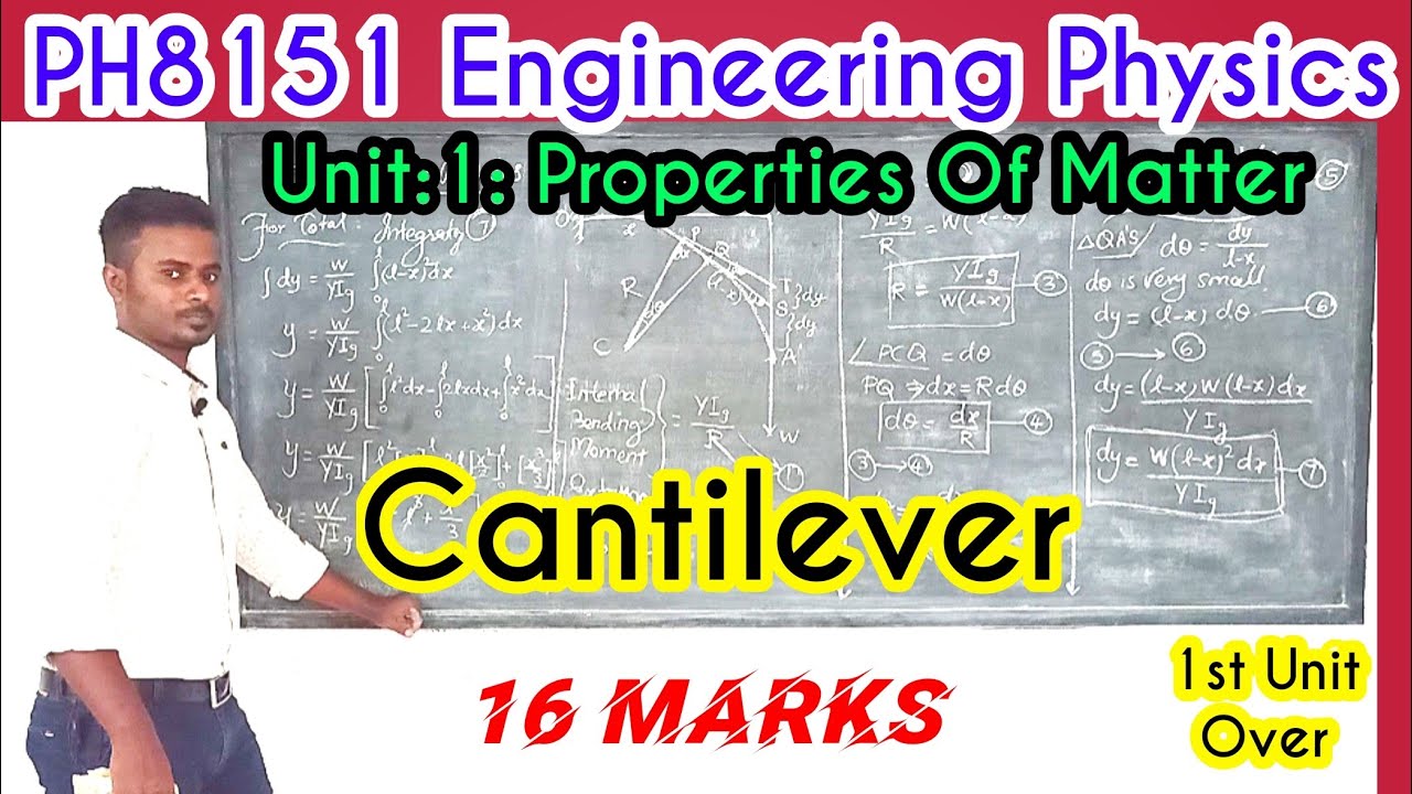 1.4 | Cantilever | 16 marks | PH8151: Engineering Physics : Unit : 1 : Properties of Matter  || VIP