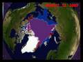 Change in Arctic Ice mid-August 2007 - 2008