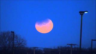 Lunar Eclipse Setting Time Lapse HD Video - Partial Moon At Sunrise
