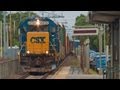 HD CSX Freight Train Stops to Pick-up a Hobo in Mansfield, MA
