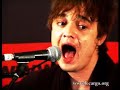 et voil� qu'on se choppe la grosse t�te sur le cargo ! quand on nous propose une session acoustique avec les baby shambles on se voit d�j� dans une petite pi�ce avec mister doherty himself et un gratteux et voil�, c'est tout... et voil� qu'on se retrouve davant ou� fm, avec rod du hiboo et tout un tas de groupies, des vraies ! ) pour un mini concert acoustique des shambles... alors ne boudons pas notre plaisir, le groupe estpro, prendrait presque du plaisir et il faut bien avouer que le smorceaux sont bien meilleurs dans ces conditions que sur l'album, un peu trop passe partout... alors venez avec nous dans le hall de ou� fm pour 5 morceaux avec les baby shambles, dont l'excellent i wish...

un grand merci � delphine, lisa et ou� fm.