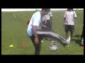 Kamal Ranchod show the Castrol Chicken Run his skills as a Freestyle Footballer on Loftus