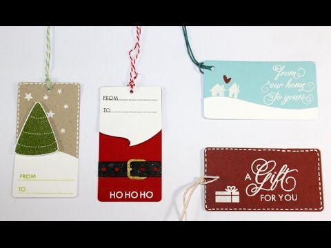 tags - Step by step video on creating 4 handmade Christmas gift tags. Blog post: http://www.clips-n-cuts.com/2014/09/christmas-gift-tags/ ——— S U P P L I E S ——— • ...