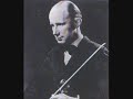 part1/2
violin: georg kulenkampff
conductor: hans schimdt-isserstedt, berliner philarmoniker
1rst mvt in kr�ftigen, nicht zu schnellem tempo
recorded on 20 december 1937
georg kulenkampff was the son of a well-to-do merchant family in bremen. he took an interest in the violin from a very young age, and from 1904 (aged 6) began to receive instruction from the concertmaster of the bremen philharmonic orchestra, and afterwards with its conductor ernst wendel. he then received lessons and much encouragement from leopold auer (teacher of mischa elman, efrem zimbalist, nathan milstein and others) in dresden, and made a concert debut in 1912 as solo violinist. on auer's recommendation he was sent to study with willy he� at the berlin music hochschule and became director of the hochschule orchestra.
kulenkampff suffered health problems in his young life, and towards the end of the first world war he returned to his home town to become concert-master of the bremen philharmonic orchestra. however he made rapid progress, especially as a soloist, and in 1923 he became a professor-in-ordinary at the berlin music hochschule. he taught there until 1926, when his solo career became all-absorbing, but resumed teaching there in 1931 until his departure from germany in 1943. at the same time he gave concerts throughout germany and, increasingly, in various parts of europe, and had a busy broadcasting career.
in 1935 he formed a very celebrated trio with the pianist edwin fischer and the cellist enrico mainardi, in which he remained active until 1948. at his death he was replaced as violinist by wolfgang schneiderhan. he also played in piano duos, especially with georg solti and wilhelm kempff: with solti he recorded the brahms sonatas, mozart's 20th sonata and beethoven's kreutzer sonata (no. 9) (all decca), and there is also a kreutzer with kempff (dgg, 1935). his (decca) recording of the brahms double concerto with mainardi, under the baton of carl schuricht, is distinguished.
in 1937 he was particularly associated with the premiere of the rediscovered violin concerto in d minor of robert schumann, which had been studied and suppressed by joseph joachim, but which kulenkampff now revived with the help of george schunemann and paul hindemith, whose own compositions were already banned by the nazi authorities. the addition of this work to the repertoire was a very important and successful affair and soon afterwards kulenkampff made the world premiere recording of it, still considered authoritative. his pre-war recordings of the beethoven (b.p.o. under hans schmidt-isserstedt) and mendelssohn concerti are also considered outstanding: he maintained the mendelssohn in performance despite the ban on his music, and used the cadenzas of fritz kreisler.
kulenkampff gave various other world premieres, notable of works by ottorino respighi (violin sonata no. 2) and by jean sibelius. he was very much in demand and very busy during the nazi period, as an 'aryan' musician, though he did not subscribe to the racial theory and, by virtue of his importance as a german performer, was able to maintain proscribed parts of the repertoire.
in 1940 he removed to potsdam, and in 1943, with increasingly unsatisfactory demands from the prevailing powers, he left germany for switzerland. from 1943 there is a legendary live recording from berlin of a performance of the sibelius concerto conducted by wilhelm furtw�ngler with the berlin philharmonic orchestra. from switzerland he continued to develop his international solo career, and he became successor to carl flesch at the conservatory in lucerne. he was first violin in the kulenkampff quartet from 1944. among his students was ruggiero ricci.
kulenkampff died of encephalitis (spinal paralysis) at the age of only 50, suffering a rapid onset soon after his last concert. his writings appeared posthumously in 1952 under the title, 'a violinist's observations' (geigerische betrachtungen).
