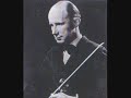 part1/2
violin: georg kulenkampff
conductor: hans schimdt-isserstedt, berliner philarmoniker
1rst mvt in kr�ftigen, nicht zu schnellem tempo
recorded on 20 december 1937
georg kulenkampff was the son of a well-to-do merchant family in bremen. he took an interest in the violin from a very young age, and from 1904 (aged 6) began to receive instruction from the concertmaster of the bremen philharmonic orchestra, and afterwards with its conductor ernst wendel. he then received lessons and much encouragement from leopold auer (teacher of mischa elman, efrem zimbalist, nathan milstein and others) in dresden, and made a concert debut in 1912 as solo violinist. on auer's recommendation he was sent to study with willy he� at the berlin music hochschule and became director of the hochschule orchestra.
kulenkampff suffered health problems in his young life, and towards the end of the first world war he returned to his home town to become concert-master of the bremen philharmonic orchestra. however he made rapid progress, especially as a soloist, and in 1923 he became a professor-in-ordinary at the berlin music hochschule. he taught there until 1926, when his solo career became all-absorbing, but resumed teaching there in 1931 until his departure from germany in 1943. at the same time he gave concerts throughout germany and, increasingly, in various parts of europe, and had a busy broadcasting career.
in 1935 he formed a very celebrated trio with the pianist edwin fischer and the cellist enrico mainardi, in which he remained active until 1948. at his death he was replaced as violinist by wolfgang schneiderhan. he also played in piano duos, especially with georg solti and wilhelm kempff: with solti he recorded the brahms sonatas, mozart's 20th sonata and beethoven's kreutzer sonata (no. 9) (all decca), and there is also a kreutzer with kempff (dgg, 1935). his (decca) recording of the brahms double concerto with mainardi, under the baton of carl schuricht, is distinguished.
in 1937 he was particularly associated with the premiere of the rediscovered violin concerto in d minor of robert schumann, which had been studied and suppressed by joseph joachim, but which kulenkampff now revived with the help of george schunemann and paul hindemith, whose own compositions were already banned by the nazi authorities. the addition of this work to the repertoire was a very important and successful affair and soon afterwards kulenkampff made the world premiere recording of it, still considered authoritative. his pre-war recordings of the beethoven (b.p.o. under hans schmidt-isserstedt) and mendelssohn concerti are also considered outstanding: he maintained the mendelssohn in performance despite the ban on his music, and used the cadenzas of fritz kreisler.
kulenkampff gave various other world premieres, notable of works by ottorino respighi (violin sonata no. 2) and by jean sibelius. he was very much in demand and very busy during the nazi period, as an 'aryan' musician, though he did not subscribe to the racial theory and, by virtue of his importance as a german performer, was able to maintain proscribed parts of the repertoire.
in 1940 he removed to potsdam, and in 1943, with increasingly unsatisfactory demands from the prevailing powers, he left germany for switzerland. from 1943 there is a legendary live recording from berlin of a performance of the sibelius concerto conducted by wilhelm furtw�ngler with the berlin philharmonic orchestra. from switzerland he continued to develop his international solo career, and he became successor to carl flesch at the conservatory in lucerne. he was first violin in the kulenkampff quartet from 1944. among his students was ruggiero ricci.
kulenkampff died of encephalitis (spinal paralysis) at the age of only 50, suffering a rapid onset soon after his last concert. his writings appeared posthumously in 1952 under the title, 'a violinist's observations' (geigerische betrachtungen).