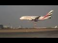 A380 Airbus on Maiden Test Flight Airbus A380 double decker at Dubai Airshow taking off and performing fly by's.