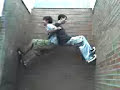 Kevin and Aaron wall climb Kevin and Aaron wall climb