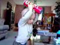 Jayden working with a Pringles can.