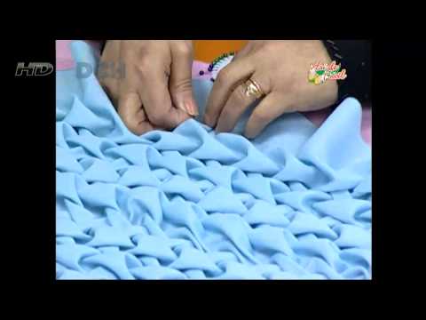 drapeado - Materiales: • 1 mt. Tela linette, tropical o granitte. • Hilo de coser al tono de la tela • Perlas N° 4. Útiles de trabajo: • Regla de madera de 3 cms de anc...