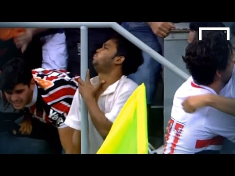Sao Paulo Soccer Fan Face Plants Into Rail During Goal Celebration