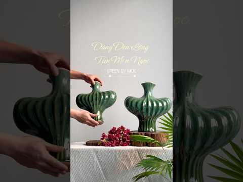 Bình Cắm Hoa Dáng Lồng Đèn Trái Tim Gốm Tùng Bát Tràng Men Bạch Ngọc 32cm
