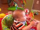 Sebastian Drinks from Water Glass at 5 Months