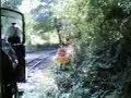 narrow guage train comes to station