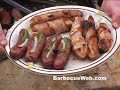 bacon cheese hotdogs   stuffed sausages bbq pit boys recipe
