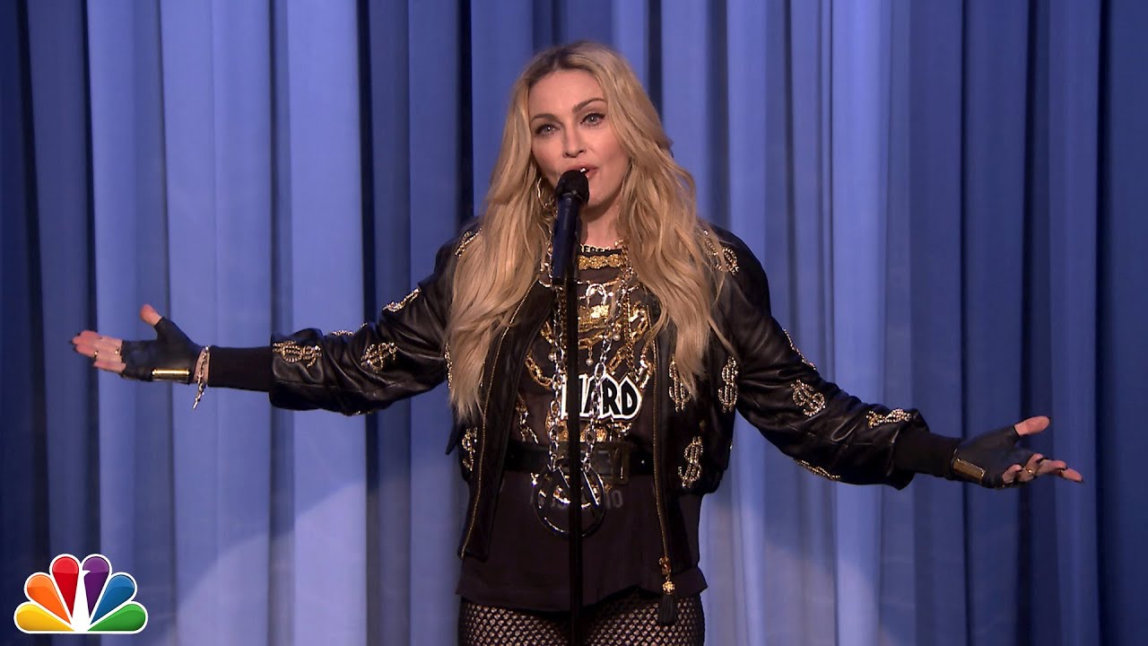 Madonna performs and does stand-up on The Tonight Show